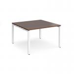 Adapt boardroom table starter unit 1200mm x 1200mm - white frame and walnut top EBT1212-SB-WH-W