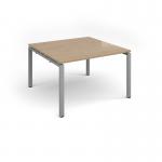Adapt square boardroom table 1200mm x 1200mm - silver frame, kendal oak top EBT1212-S-KO
