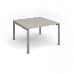Adapt square boardroom table 1200mm x 1200mm - silver frame, light grey top EBT1212-S-LG