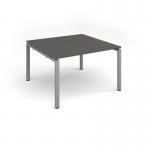Adapt square boardroom table 1200mm x 1200mm - silver frame, onyx grey top EBT1212-S-OG