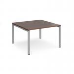 Adapt square boardroom table 1200mm x 1200mm - silver frame, walnut top EBT1212-S-W