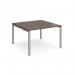 Adapt square boardroom table 1200mm x 1200mm - silver frame, walnut top EBT1212-S-W