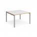 Adapt square boardroom table 1200mm x 1200mm - silver frame, white top with oak edging EBT1212-S-WO