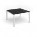 Adapt square boardroom table 1200mm x 1200mm - white frame, black top EBT1212-WH-BK