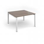 Adapt square boardroom table 1200mm x 1200mm - white frame, Barcelona walnut top EBT1212-WH-BW