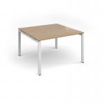 Adapt square boardroom table 1200mm x 1200mm - white frame, kendal oak top EBT1212-WH-KO