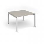 Adapt square boardroom table 1200mm x 1200mm - white frame, light grey top EBT1212-WH-LG