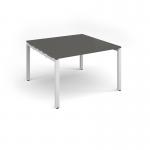 Adapt square boardroom table 1200mm x 1200mm - white frame, onyx grey top EBT1212-WH-OG