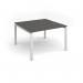 Adapt square boardroom table 1200mm x 1200mm - white frame, onyx grey top EBT1212-WH-OG