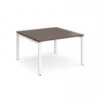 Adapt square boardroom table 1200mm x 1200mm - white frame, walnut top EBT1212-WH-W