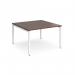 Adapt square boardroom table 1200mm x 1200mm - white frame, walnut top EBT1212-WH-W