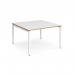 Adapt square boardroom table 1200mm x 1200mm - white frame, white top with oak edging EBT1212-WH-WO