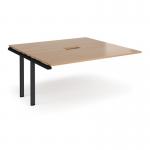 Adapt boardroom table add on unit 1600mm x 1600mm with central cutout 272mm x 132mm - black frame, beech top EBT1616-AB-CO-K-B