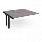 Adapt boardroom table add on unit 1600mm x 1600mm with central cutout 272mm x 132mm - black frame and grey oak top