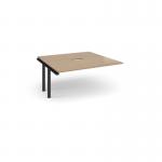 Adapt boardroom table add on unit 1600mm x 1600mm with central cutout 272mm x 132mm - black frame, kendal oak top EBT1616-AB-CO-K-KO