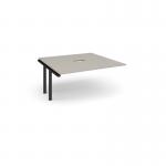 Adapt boardroom table add on unit 1600mm x 1600mm with central cutout 272mm x 132mm - black frame, light grey top EBT1616-AB-CO-K-LG