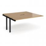 Adapt boardroom table add on unit 1600mm x 1600mm with central cutout 272mm x 132mm - black frame and oak top EBT1616-AB-CO-K-O