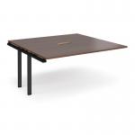 Adapt boardroom table add on unit 1600mm x 1600mm with central cutout 272mm x 132mm - black frame and walnut top