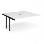 Adapt boardroom table add on unit 1600mm x 1600mm with central cutout 272mm x 132mm - black frame, white top EBT1616-AB-CO-K-WH