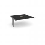 Adapt boardroom table add on unit 1600mm x 1600mm with central cutout 272mm x 132mm - silver frame, black top EBT1616-AB-CO-S-BK