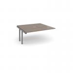 Adapt boardroom table add on unit 1600mm x 1600mm with central cutout 272mm x 132mm - silver frame, Barcelona walnut top EBT1616-AB-CO-S-BW