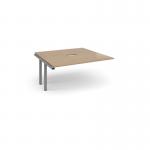 Adapt boardroom table add on unit 1600mm x 1600mm with central cutout 272mm x 132mm - silver frame, kendal oak top EBT1616-AB-CO-S-KO