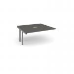 Adapt boardroom table add on unit 1600mm x 1600mm with central cutout 272mm x 132mm - silver frame, onyx grey top EBT1616-AB-CO-S-OG