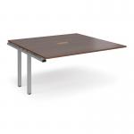 Adapt boardroom table add on unit 1600mm x 1600mm with central cutout 272mm x 132mm - silver frame and walnut top EBT1616-AB-CO-S-W