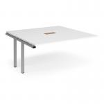Adapt boardroom table add on unit 1600mm x 1600mm with central cutout 272mm x 132mm - silver frame and white top