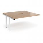 Adapt boardroom table add on unit 1600mm x 1600mm with central cutout 272mm x 132mm - white frame and beech top