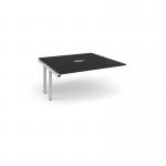 Adapt boardroom table add on unit 1600mm x 1600mm with central cutout 272mm x 132mm - white frame, black top EBT1616-AB-CO-WH-BK