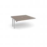 Adapt boardroom table add on unit 1600mm x 1600mm with central cutout 272mm x 132mm - white frame, Barcelona walnut top EBT1616-AB-CO-WH-BW