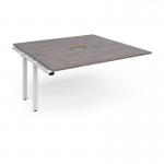 Adapt boardroom table add on unit 1600mm x 1600mm with central cutout 272mm x 132mm - white frame and grey oak top
