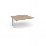 Adapt boardroom table add on unit 1600mm x 1600mm with central cutout 272mm x 132mm - white frame, kendal oak top EBT1616-AB-CO-WH-KO