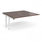 Adapt boardroom table add on unit 1600mm x 1600mm with central cutout 272mm x 132mm - white frame and walnut top