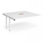 Adapt boardroom table add on unit 1600mm x 1600mm with central cutout 272mm x 132mm - white frame and white top