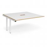 Adapt boardroom table add on unit 1600mm x 1600mm with central cutout 272mm x 132mm - white frame and white with oak edge top