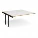 Adapt boardroom table add on unit 1600mm x 1600mm - black frame, white top with oak edging EBT1616-AB-K-WO