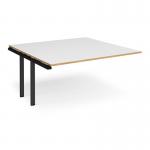 Adapt boardroom table add on unit 1600mm x 1600mm - black frame and white top with oak edging EBT1616-AB-K-WO