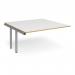 Adapt boardroom table add on unit 1600mm x 1600mm - silver frame, white top with oak edging EBT1616-AB-S-WO