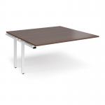 Adapt boardroom table add on unit 1600mm x 1600mm - white frame, walnut top EBT1616-AB-WH-W