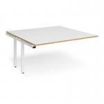 Adapt boardroom table add on unit 1600mm x 1600mm - white frame, white top with oak edging EBT1616-AB-WH-WO