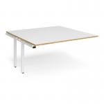 Adapt boardroom table add on unit 1600mm x 1600mm - white frame and white top with oak edging EBT1616-AB-WH-WO