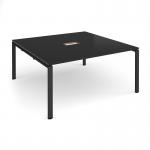 Adapt square boardroom table 1600mm x 1600mm with central cutout 272mm x 132mm - black frame, black top EBT1616-CO-K-BK
