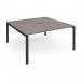 Adapt square boardroom table 1600mm x 1600mm with central cutout 272mm x 132mm - black frame, grey oak top EBT1616-CO-K-GO