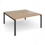 Adapt square boardroom table 1600mm x 1600mm with central cutout 272mm x 132mm - black frame, kendal oak top EBT1616-CO-K-KO