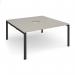 Adapt square boardroom table 1600mm x 1600mm with central cutout 272mm x 132mm - black frame, light grey top EBT1616-CO-K-LG