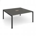 Adapt square boardroom table 1600mm x 1600mm with central cutout 272mm x 132mm - black frame, onyx grey top EBT1616-CO-K-OG