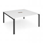Adapt square boardroom table 1600mm x 1600mm with central cutout 272mm x 132mm - black frame and white top
