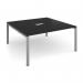 Adapt square boardroom table 1600mm x 1600mm with central cutout 272mm x 132mm - silver frame, black top EBT1616-CO-S-BK